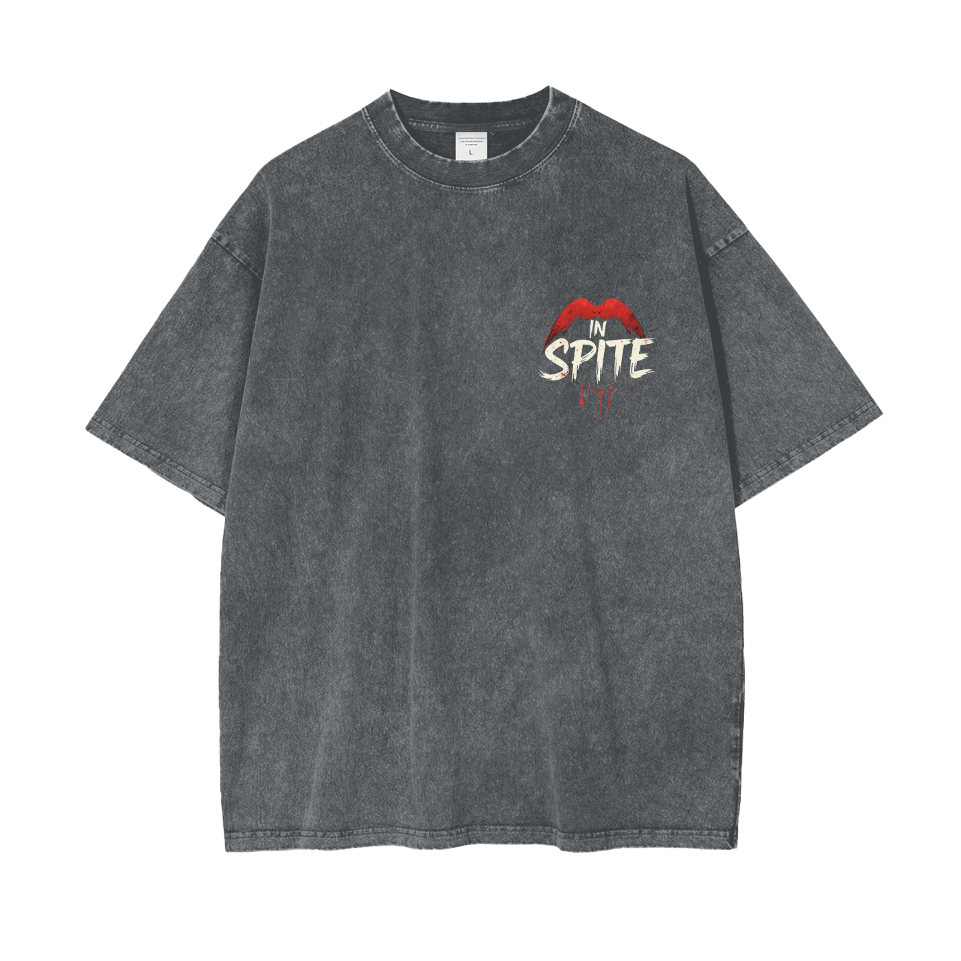 In Spite Venom Kiss Acid Washed Tee