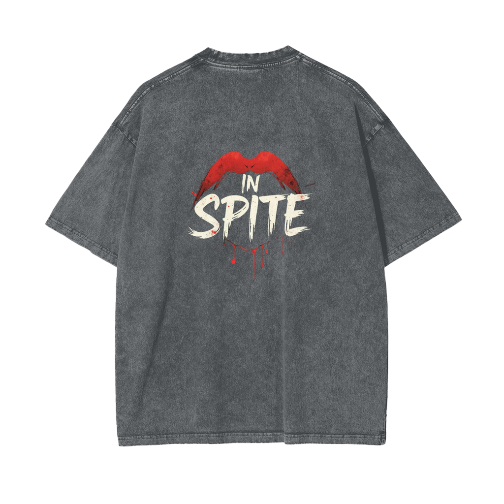 In Spite Venom Kiss Acid Washed Tee