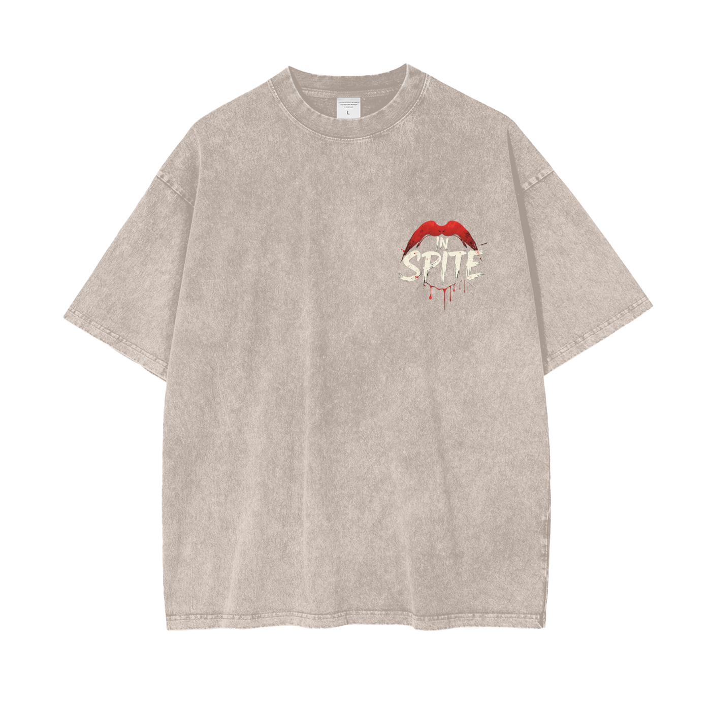 In Spite Venom Kiss Acid Washed Tee