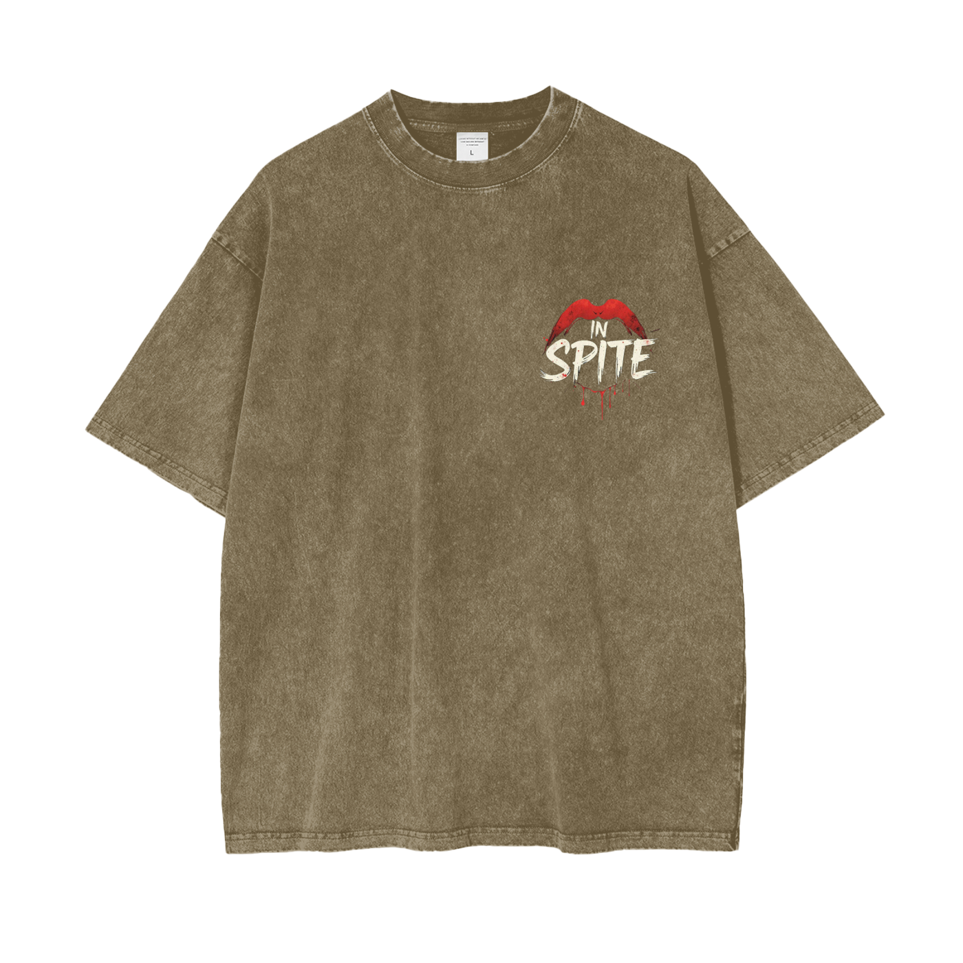 In Spite Venom Kiss Acid Washed Tee