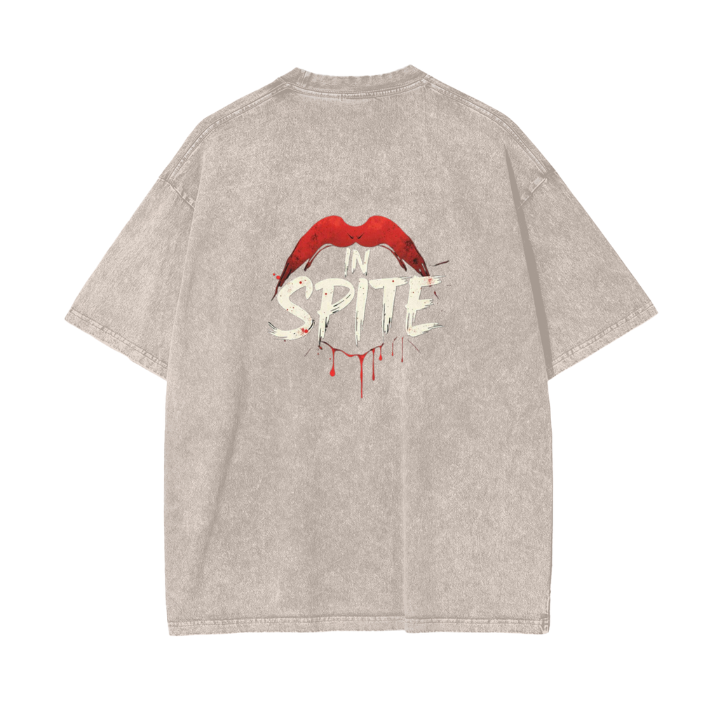 In Spite Venom Kiss Acid Washed Tee