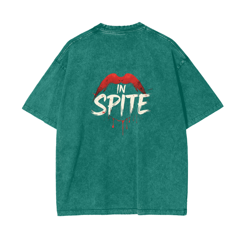 In Spite Venom Kiss Acid Washed Tee