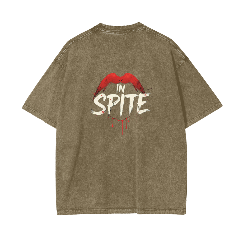 In Spite Venom Kiss Acid Washed Tee