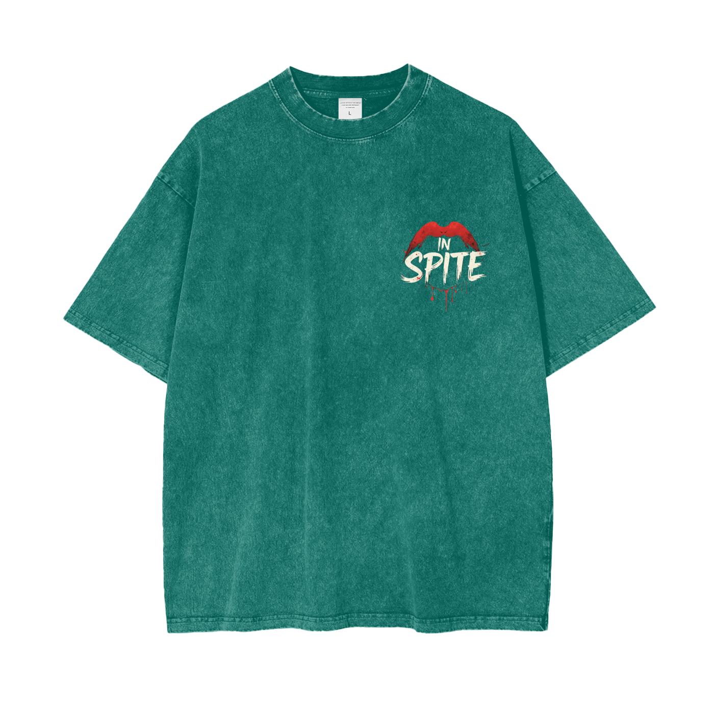 In Spite Venom Kiss Acid Washed Tee
