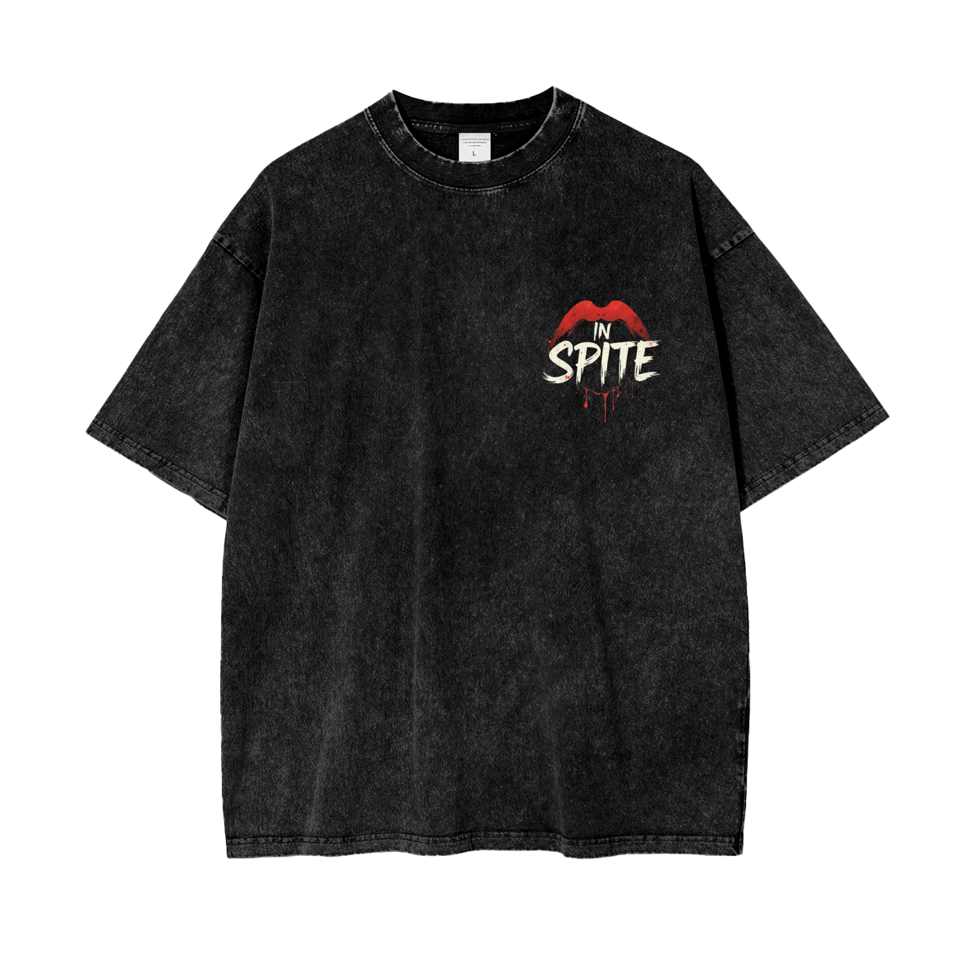 In Spite Venom Kiss Acid Washed Tee