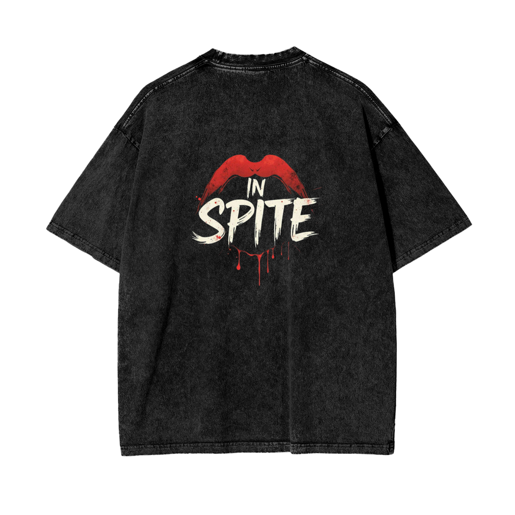 In Spite Venom Kiss Acid Washed Tee