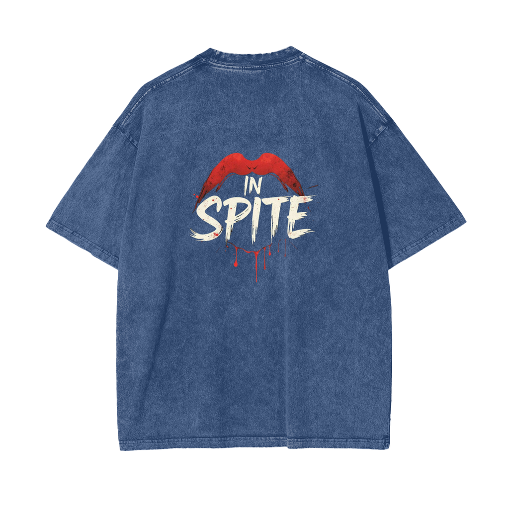 In Spite Venom Kiss Acid Washed Tee