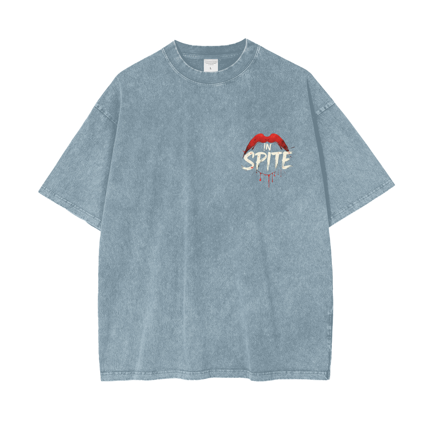 In Spite Venom Kiss Acid Washed Tee